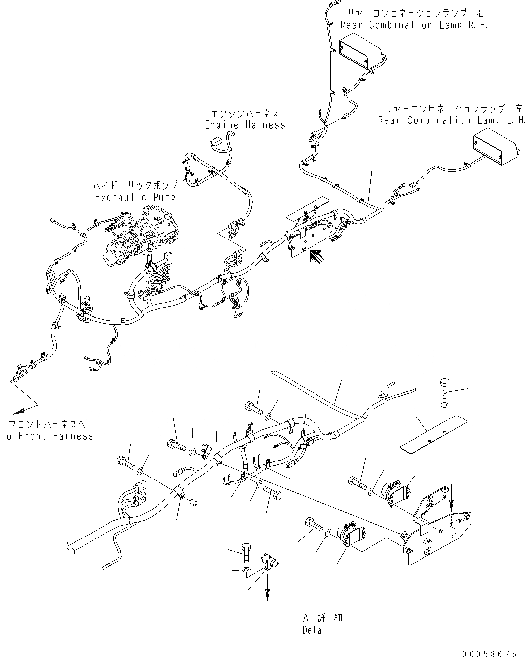 Схема запчастей Komatsu WA470-6 - ЗАДН. Э/ПРОВОДКА (Э/ПРОВОДКА, КРЫШКАAND РЕЛЕ) (ДЛЯ ЭКСТРЕННОГО УПРАВЛЕНИЯ) E ЭЛЕКТРИКА