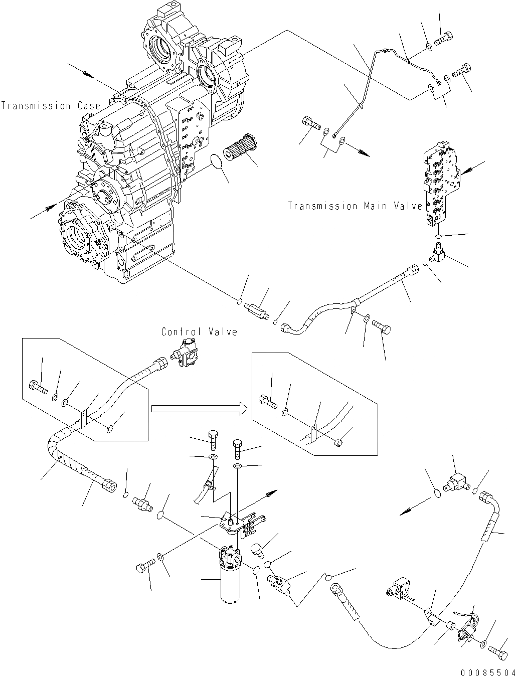 Схема запчастей Komatsu WA470-6 - ТРАНСМИССИЯ (ТРУБЫ) F ТРАНСМИССИЯ