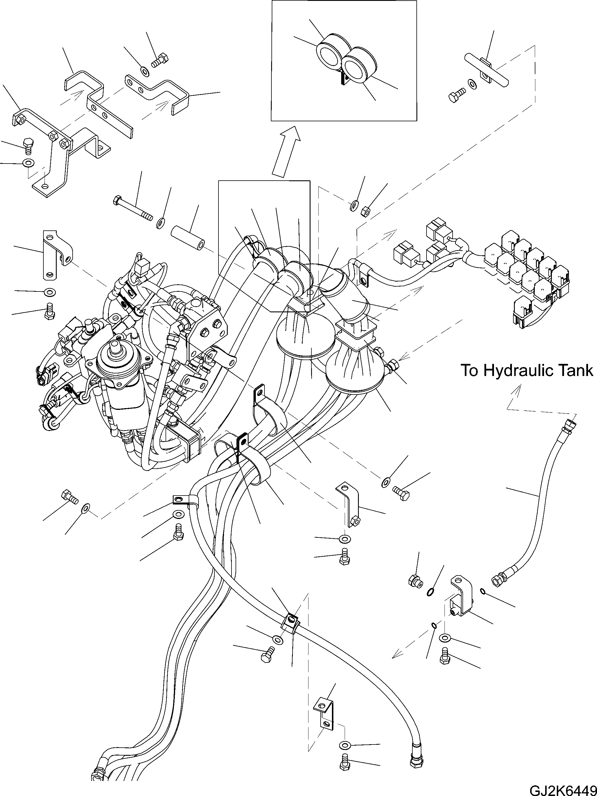 Схема запчастей Komatsu WA470-6 - УПРАВЛЕНИЕ ПОГРУЗКОЙ (2-Х СЕКЦИОНН. PPC) (ШЛАНГИ) (/) (ДЛЯ MULTI FUNCTION MONO РЫЧАГ) K OPERATORґS ОБСТАНОВКА И СИСТЕМА УПРАВЛЕНИЯ