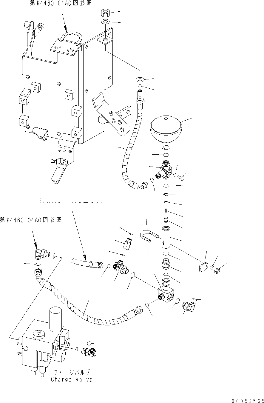 Схема запчастей Komatsu WA470-6 - УПРАВЛ-Е ТОРМОЗОМ (PPC) (РУЛЕВ. УПРАВЛЕНИЕ P.P.C. ТРУБЫ) K OPERATORґS ОБСТАНОВКА И СИСТЕМА УПРАВЛЕНИЯ