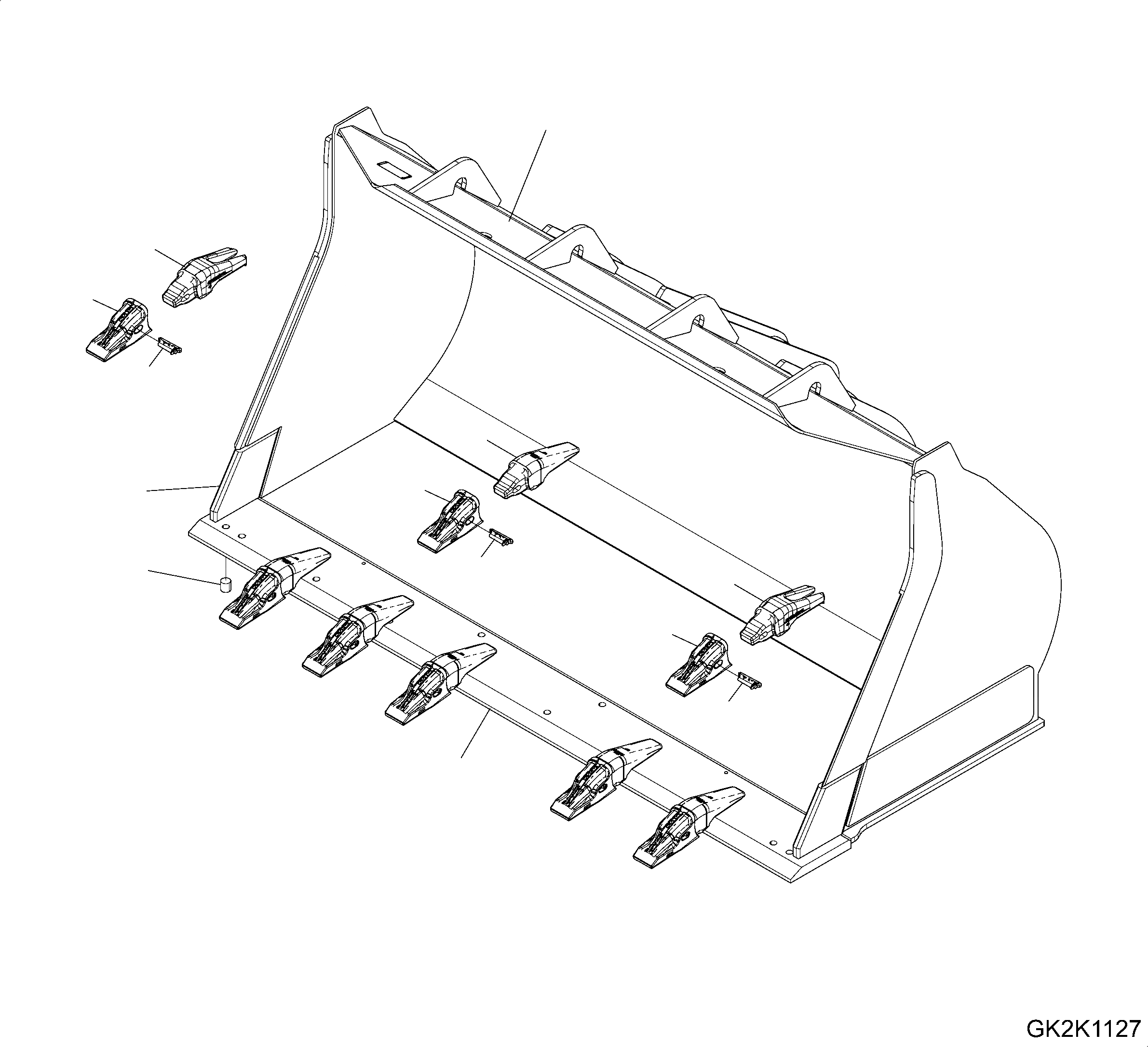 Схема запчастей Komatsu WA470-6 - КОВШ (ШИР. .M ДЛЯ ROAD TRAFFIC REGULATION) (.CBM) (ТИП A) (С TEETH HENSLEY) T РАБОЧЕЕ ОБОРУДОВАНИЕ