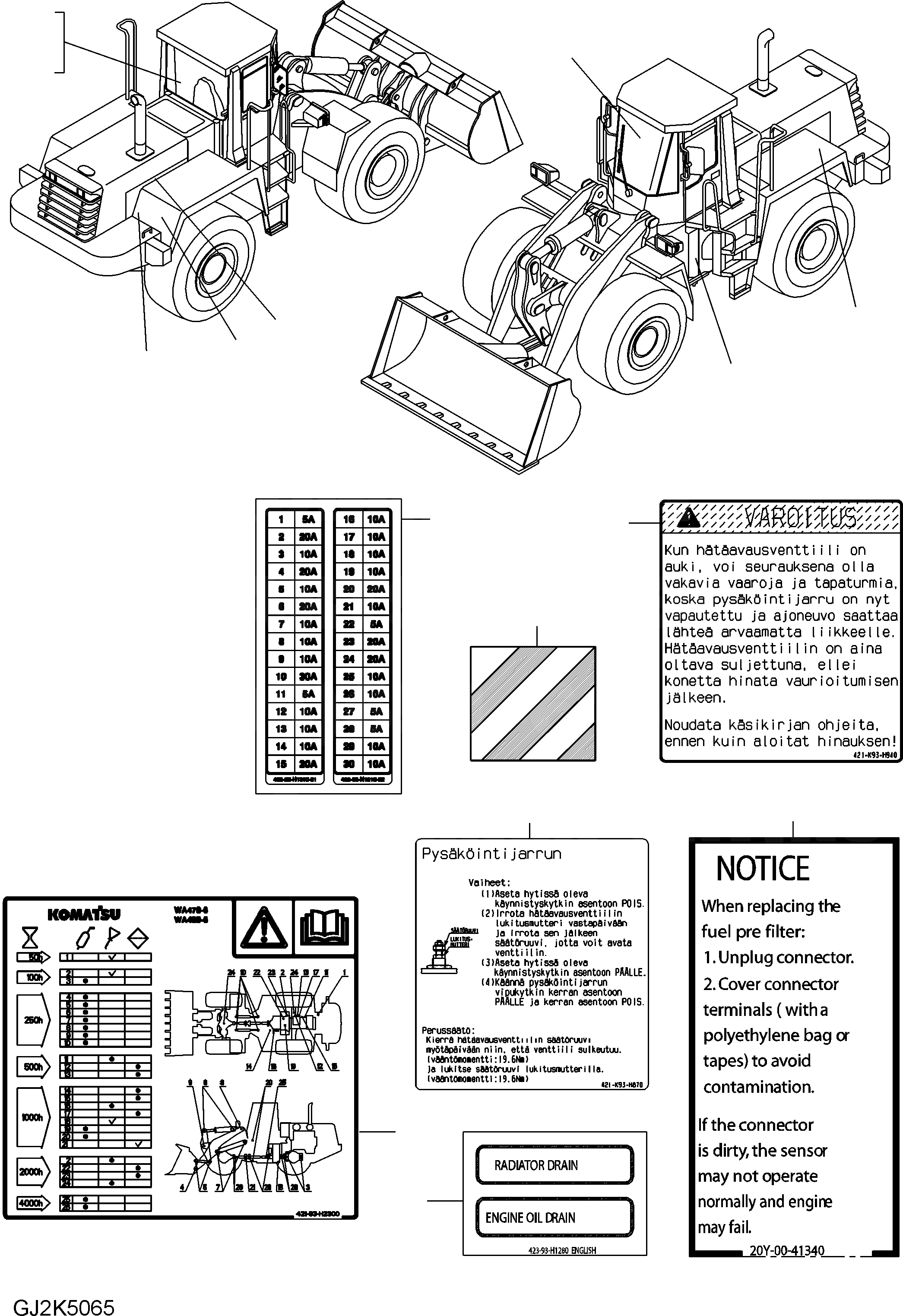 Схема запчастей Komatsu WA470-6 - ТАБЛИЧКИ (FINNISH) U МАРКИРОВКА