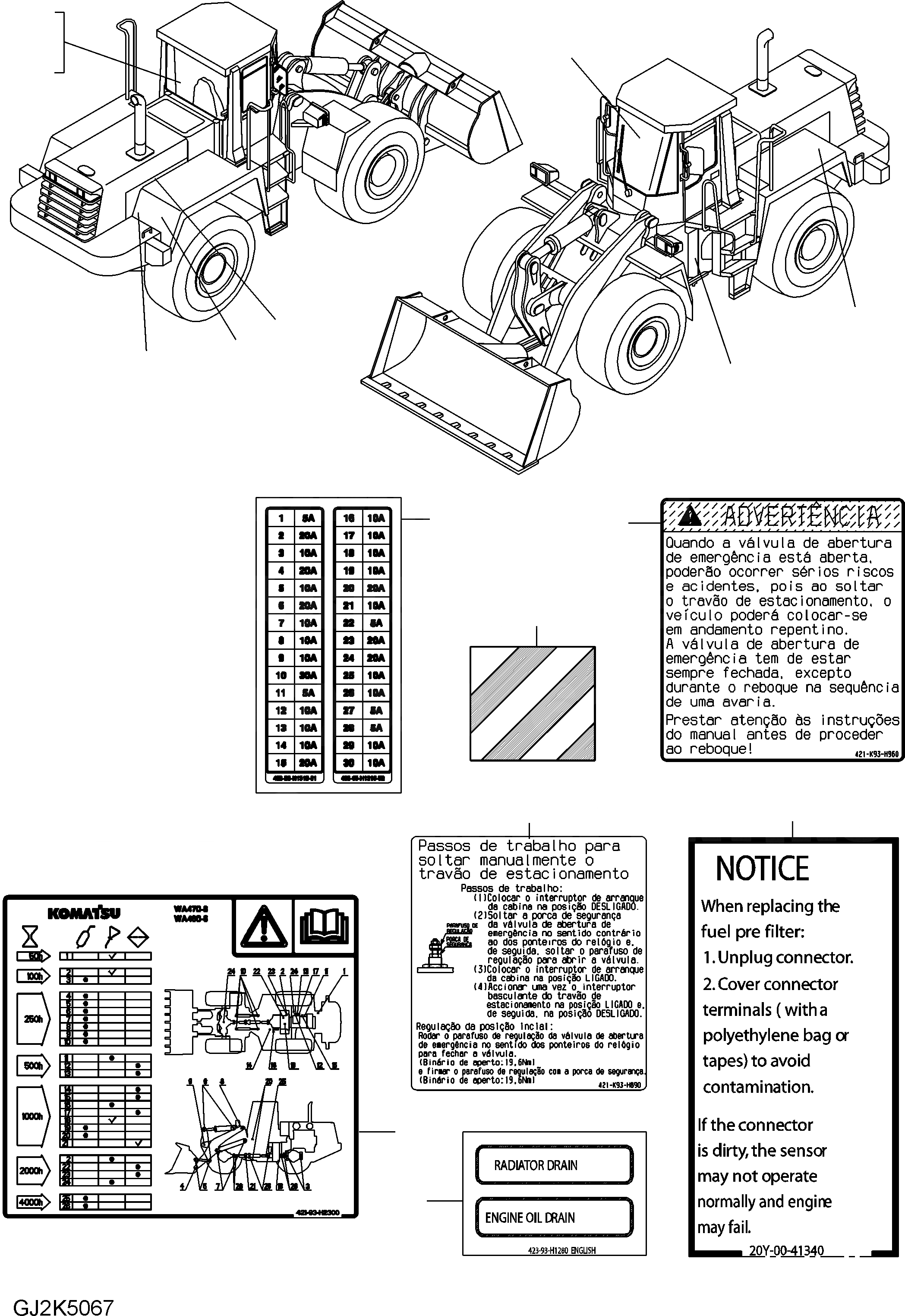 Схема запчастей Komatsu WA470-6 - ТАБЛИЧКИ (ПОРТУГАЛ.) U МАРКИРОВКА