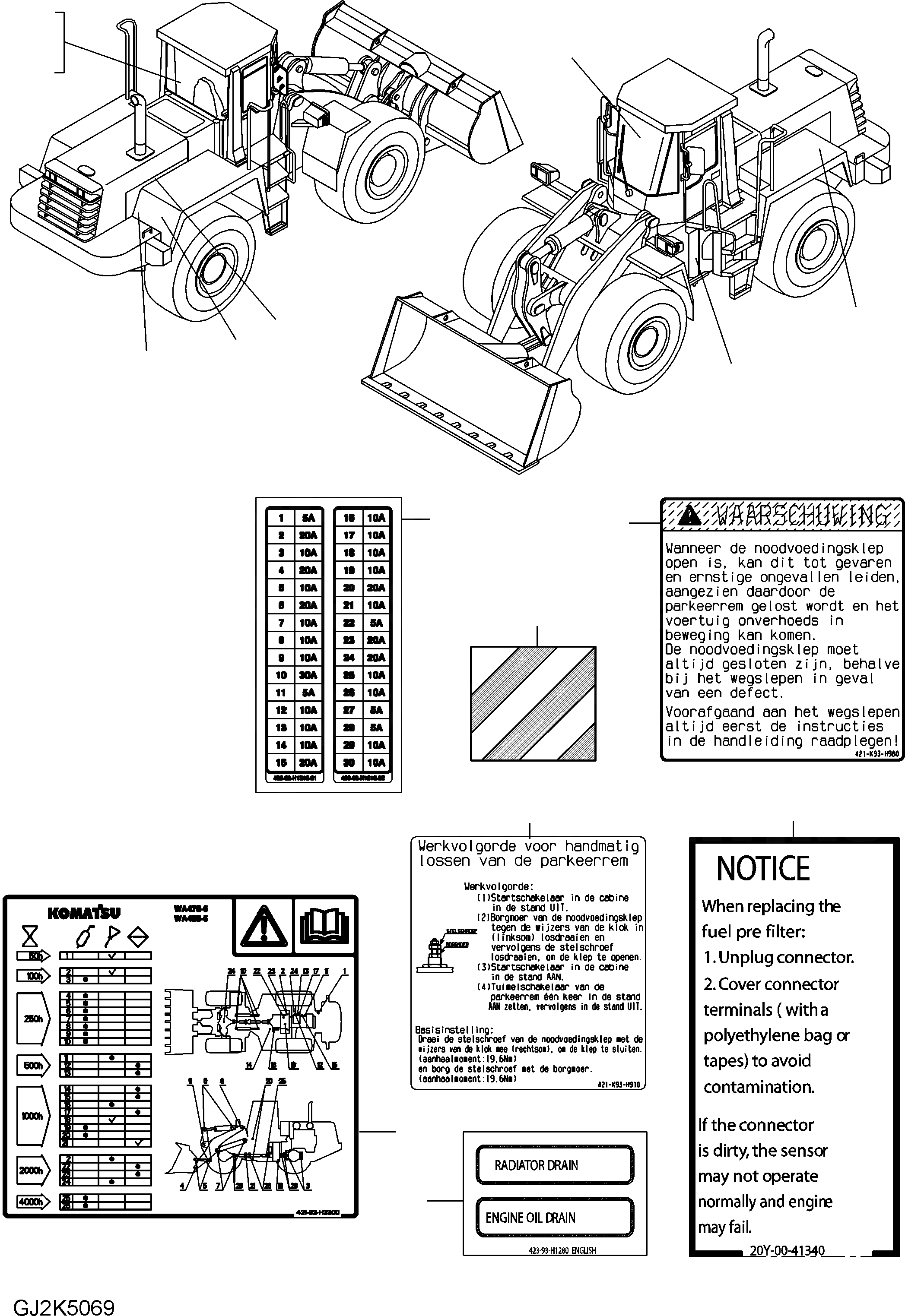 Схема запчастей Komatsu WA470-6 - ТАБЛИЧКИ (DUTCH) U МАРКИРОВКА