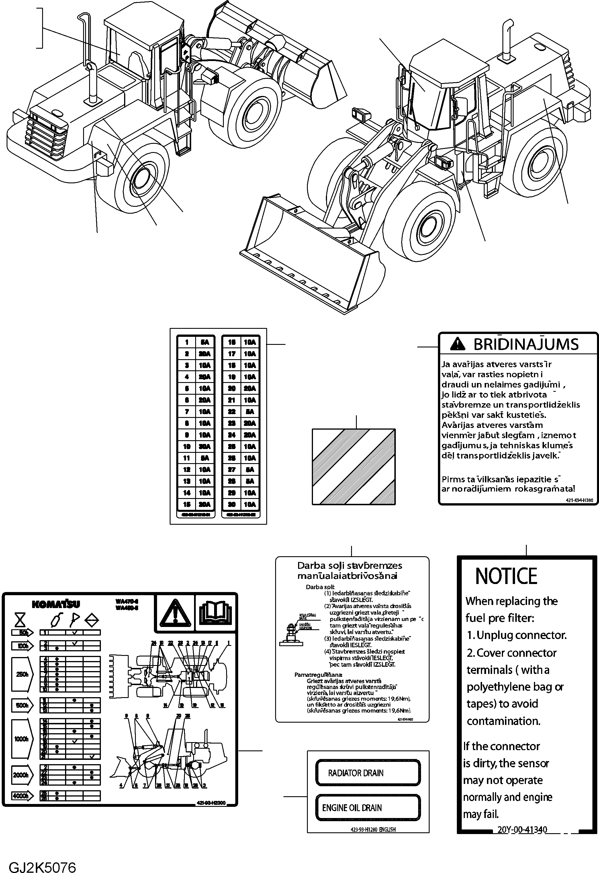 Схема запчастей Komatsu WA470-6 - ТАБЛИЧКИ (LETTISH) U МАРКИРОВКА