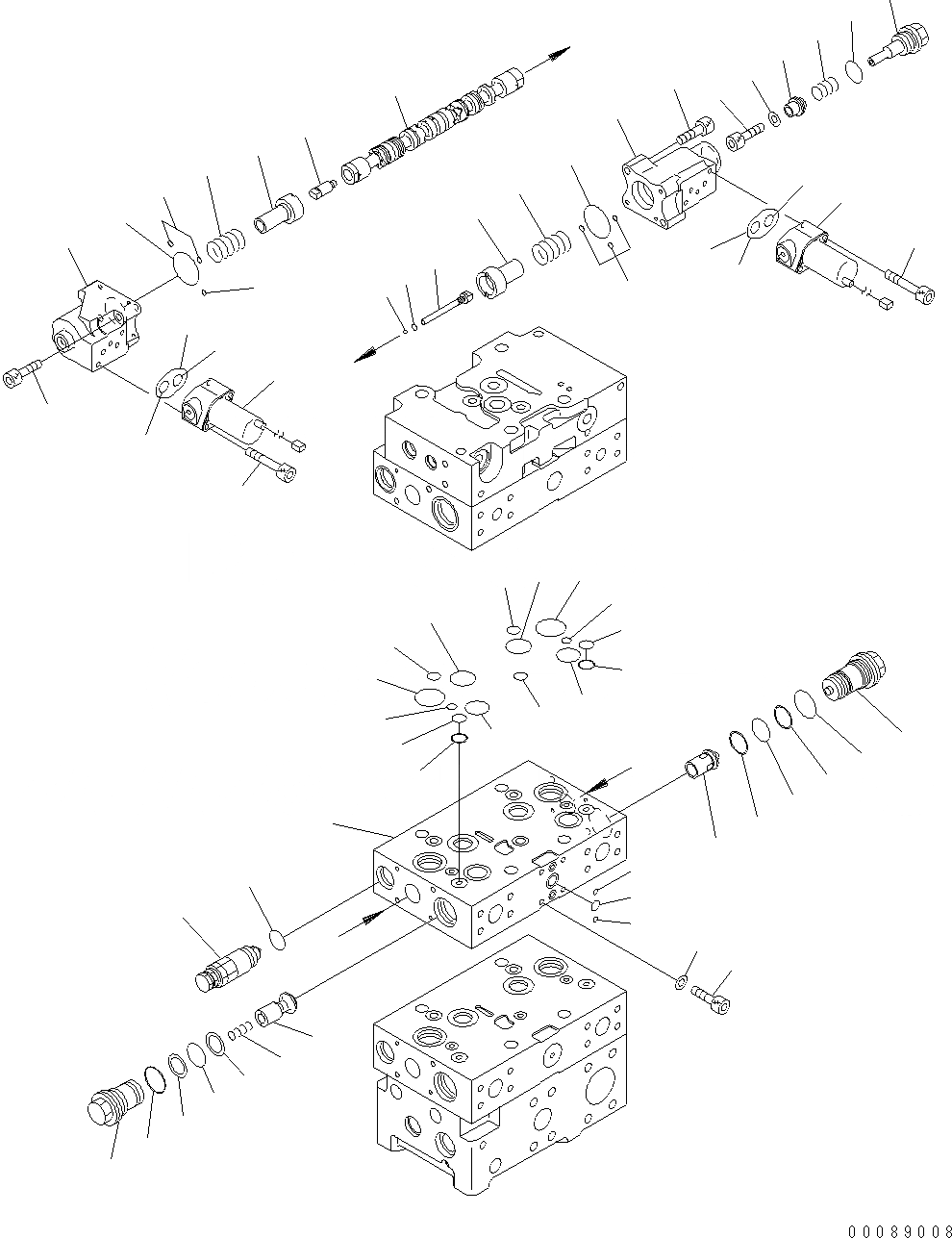 Схема запчастей Komatsu WA470-6 - ОСНОВН. КЛАПАН (2-Х СЕКЦИОНН.) (ДЛЯ КЛАПАН EPC) (/8) Y ОСНОВН. КОМПОНЕНТЫ И РЕМКОМПЛЕКТЫ