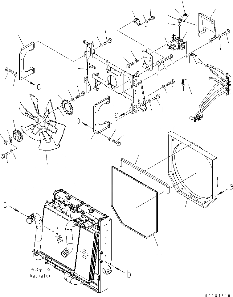 Схема запчастей Komatsu WA480-6 - РАДИАТОР (МОТОР ВЕНТИЛЯТОРА И ЭЛЕМЕНТЫ КРЕПЛЕНИЯ)(№9-) СИСТЕМА ОХЛАЖДЕНИЯ