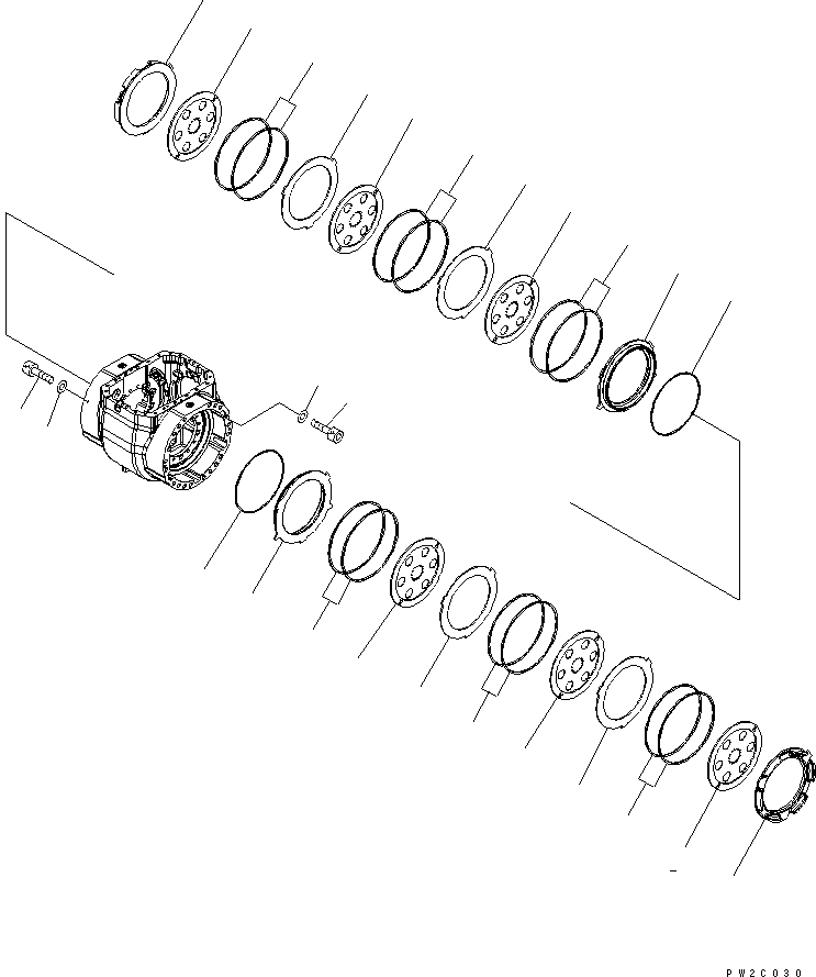 Схема запчастей Komatsu WA480-6 - ПЕРЕДНИЙ МОСТ (ТОРМОЗ.)(№8-9) СИЛОВАЯ ПЕРЕДАЧА