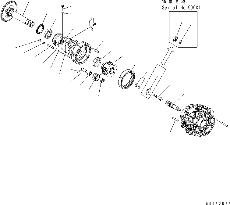 Схема запчастей Komatsu WA480-6 - ЗАДН. МОСТ (КОНЕЧНАЯ ПЕРЕДАЧА) (ПРАВ.)(№8-) СИЛОВАЯ ПЕРЕДАЧА