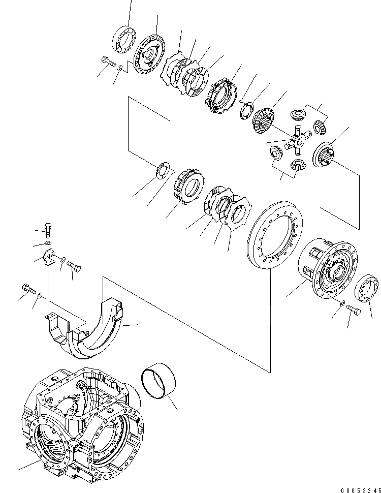 Схема запчастей Komatsu WA480-6 - ЗАДН. МОСТ (ДИФФЕРЕНЦ.¤ /) (С САМОБЛОКИР. ДИФФЕРЕНЦ.)(№8-9) СИЛОВАЯ ПЕРЕДАЧА