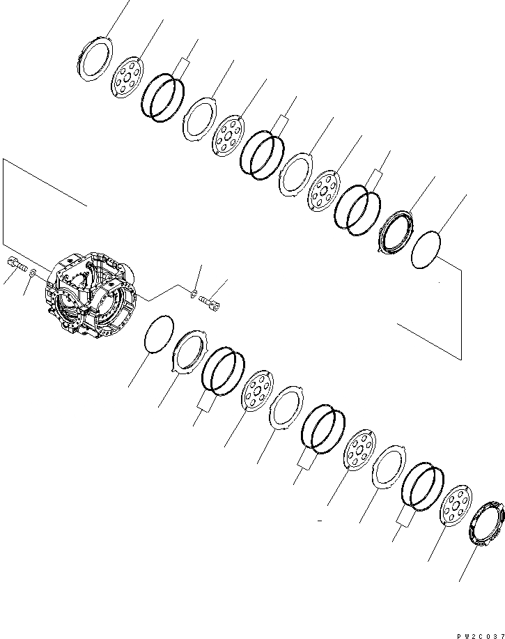 Схема запчастей Komatsu WA480-6 - ЗАДН. МОСТ (ТОРМОЗ.)(№8-9) СИЛОВАЯ ПЕРЕДАЧА