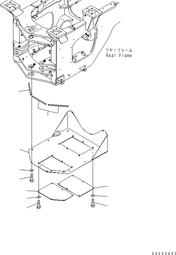 Схема запчастей Komatsu WA480-6 - БЛОКИР. ШАНГА И КРЫШКА(ТРАНСМИССИЯ НИЖН. КРЫШКА)(№8-9) ОСНОВНАЯ РАМА И ЕЕ ЧАСТИ