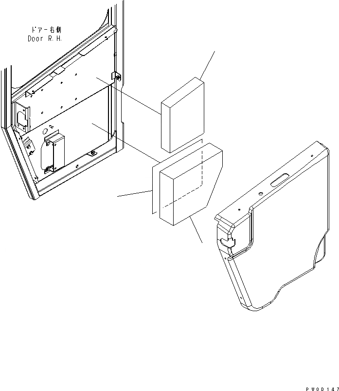 Схема запчастей Komatsu WA480-5 - КАБИНА ROPS (ДВЕРЬ ЩИТКИ¤ ПРАВ.) (БЕЗ КОНДИЦ. ВОЗДУХА) КАБИНА ОПЕРАТОРА И СИСТЕМА УПРАВЛЕНИЯ