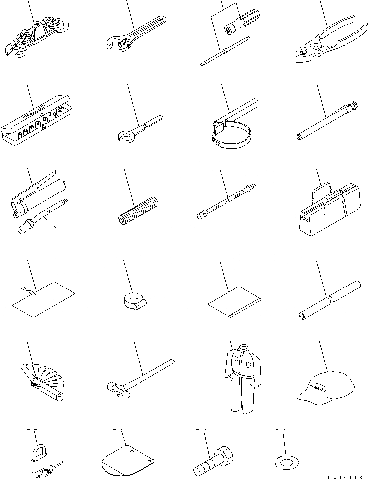 Схема запчастей Komatsu WA480-5 - ИНСТРУМЕНТ (С OVERALL И КРЫШКА) АКСЕССУАРЫ И ИНСТРУМЕНТ