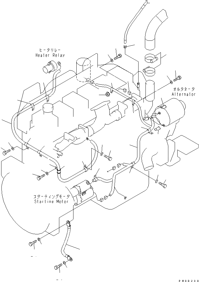 Схема запчастей Komatsu WA480-5 - ДВИГАТЕЛЬ REALTED ЧАСТИ (ШЛАНГИ И ПРОВОДКА) КОМПОНЕНТЫ ДВИГАТЕЛЯ
