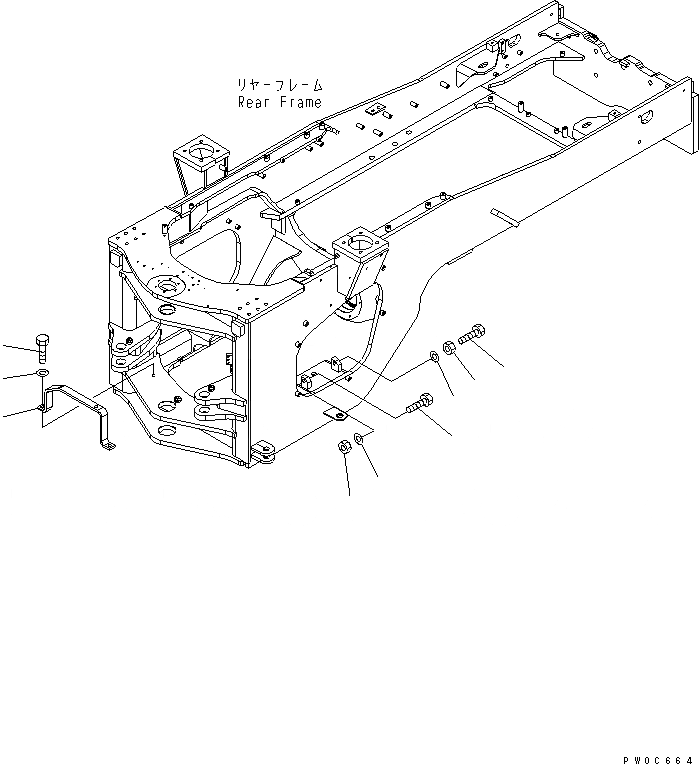 Схема запчастей Komatsu WA480-5 - ЗАДН. РАМА ОСНОВНАЯ РАМА И ЕЕ ЧАСТИ