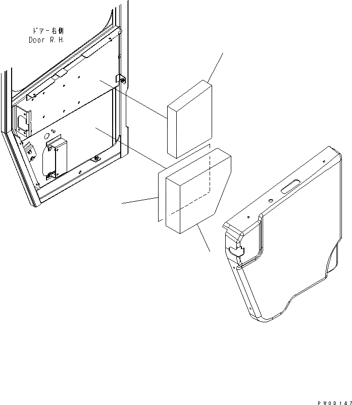 Схема запчастей Komatsu WA480-5 - КАБИНА ROPS (ДВЕРЬ ЩИТКИ¤ ПРАВ.) КАБИНА ОПЕРАТОРА И СИСТЕМА УПРАВЛЕНИЯ