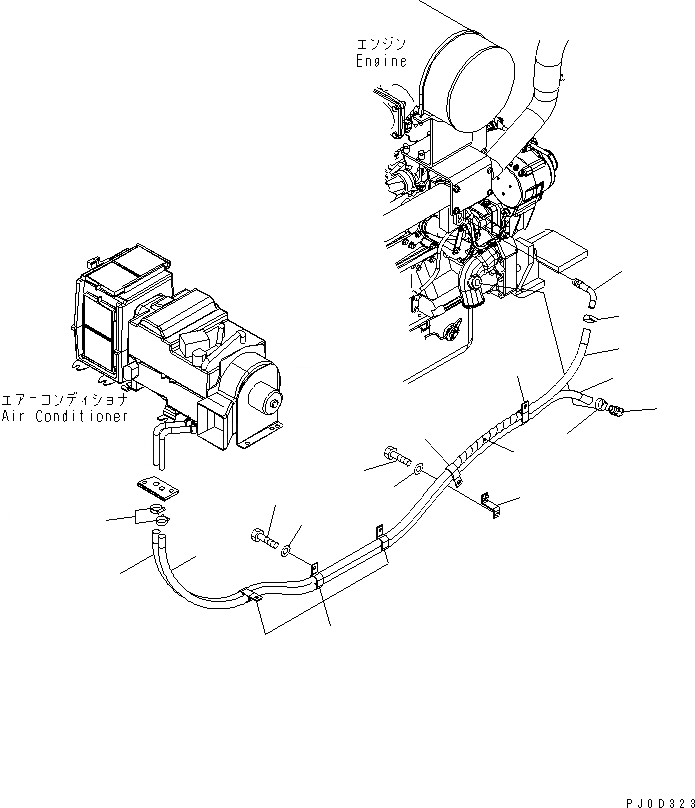 Схема запчастей Komatsu WA480-5 - ОБОГРЕВАТЕЛЬ. PIPNG КАБИНА ОПЕРАТОРА И СИСТЕМА УПРАВЛЕНИЯ