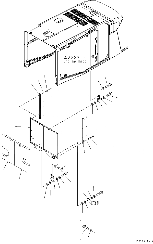 Схема запчастей Komatsu WA480-5 - КАПОТ (BUFFLE И ЩИТКИ) ЧАСТИ КОРПУСА