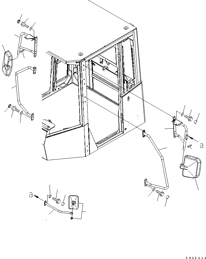 Схема запчастей Komatsu WA480-5 - ЗЕРКАЛА(ДЛЯ ROAD REGURATION) ЧАСТИ КОРПУСА