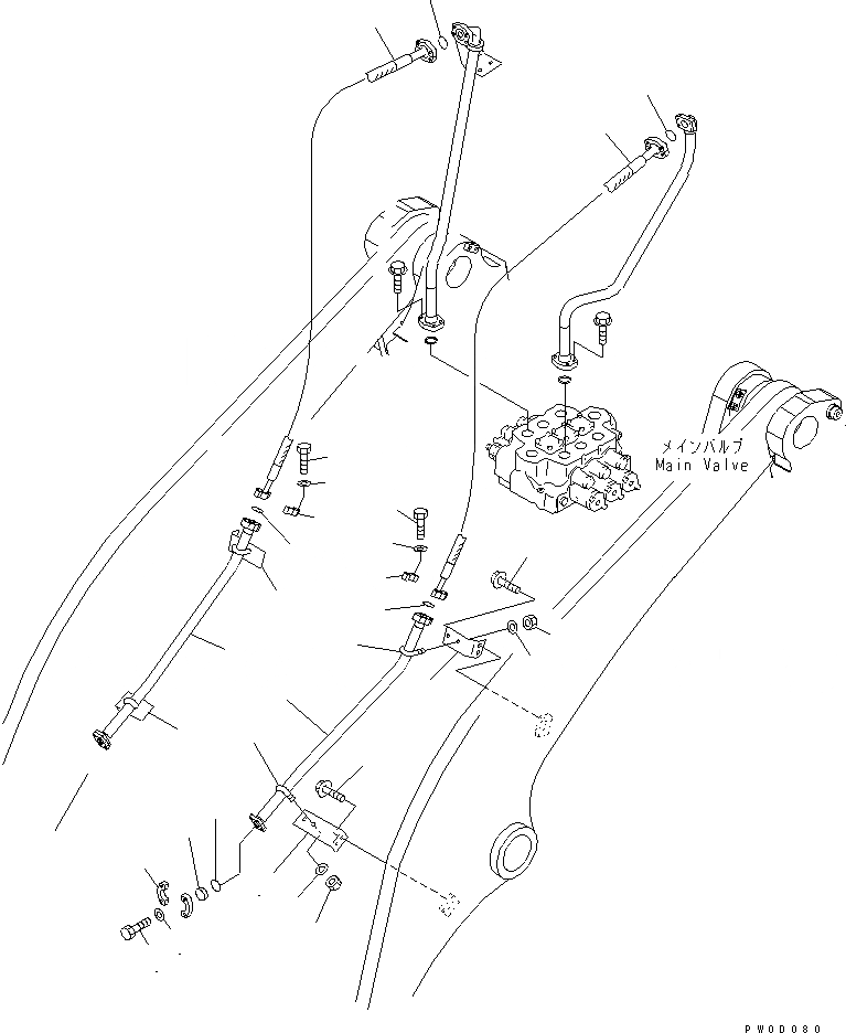 Схема запчастей Komatsu WA480-5 - РУКОЯТЬ И КОЛЕНЧАТЫЙ РЫЧАГ (ЛИНИЯ НАВЕСН. ОБОРУД-Я) (С 3-Х СЕКЦИОНН. КЛАПАН) РАБОЧЕЕ ОБОРУДОВАНИЕ