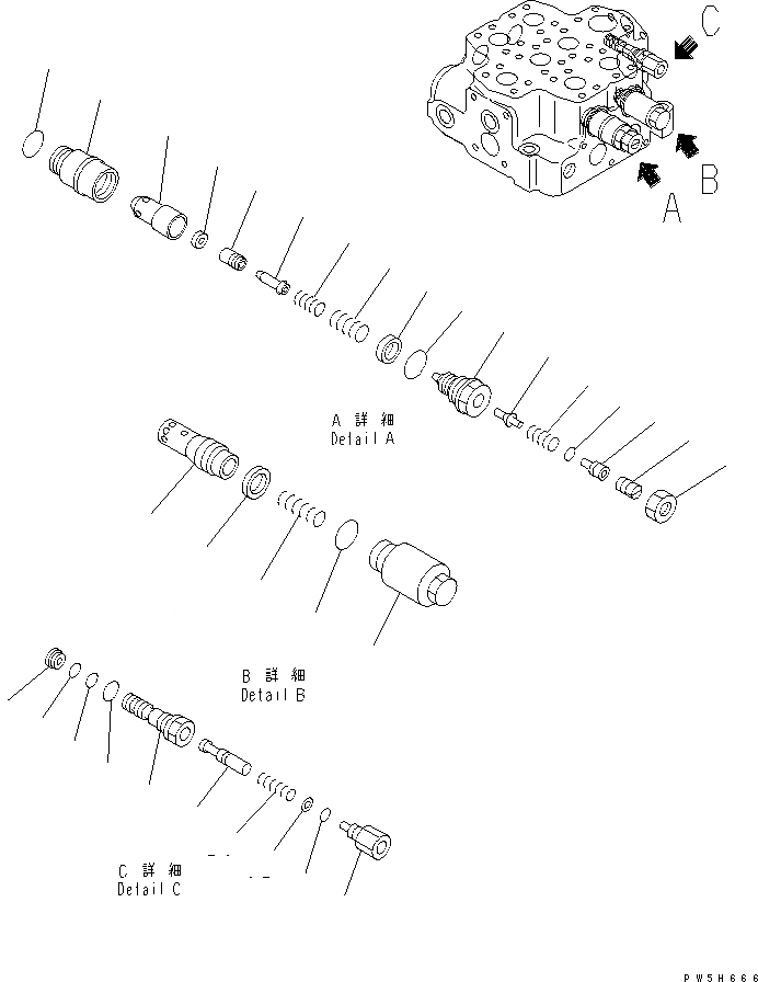 Схема запчастей Komatsu WA480-5 - КОНТРОЛЬНЫЙ КЛАПАН (2-Х СЕЦИОНН.) (/7) ОСНОВН. КОМПОНЕНТЫ И РЕМКОМПЛЕКТЫ