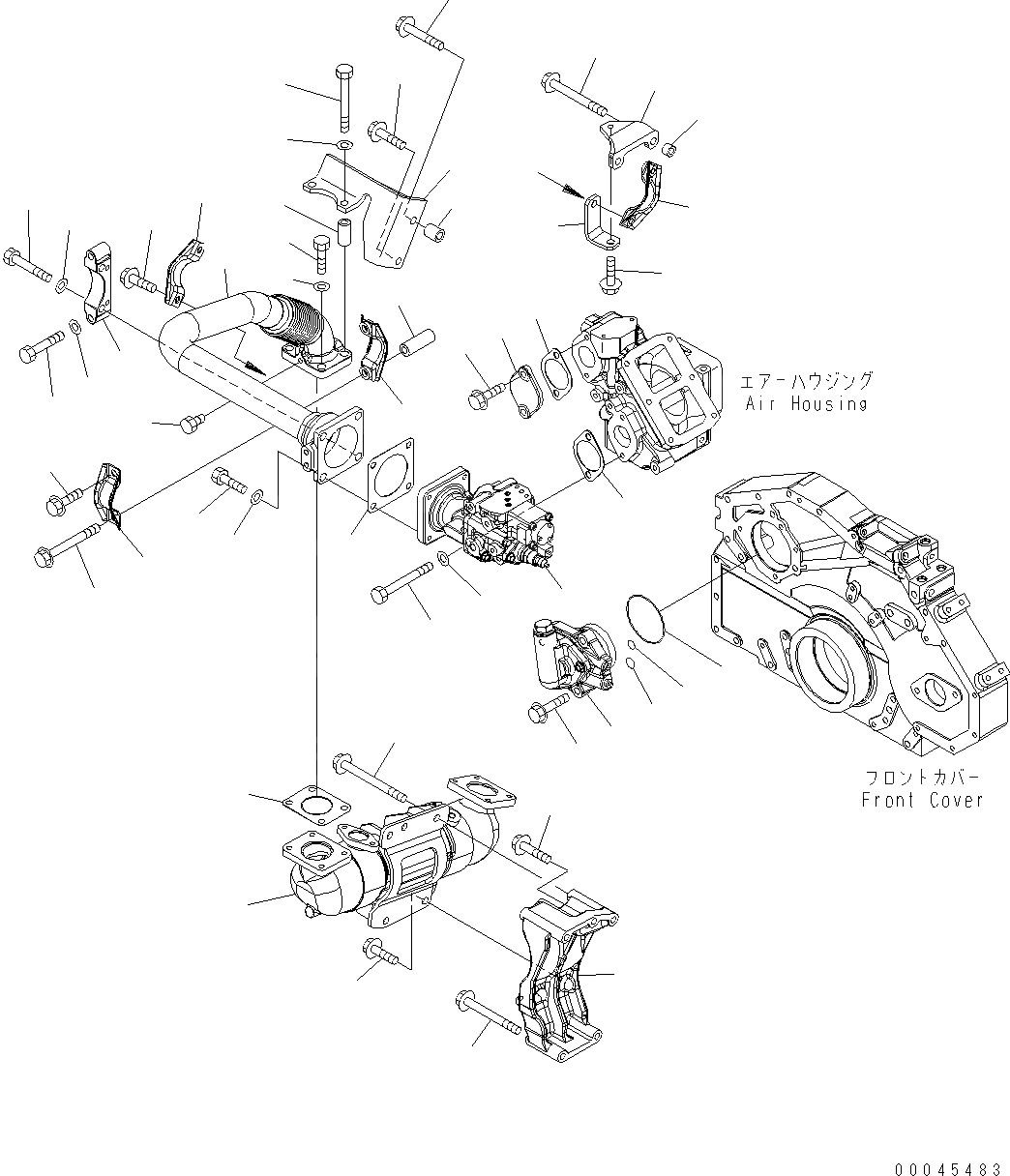 Схема запчастей Komatsu WA480-6 LC - ВЫПУСКН. GAS RECIRCULATION (/) (EGR КЛАПАН И ОХЛАДИТЕЛЬ КРЕПЛЕНИЕ) (ОГРАНИЧЕНИЯ ПО ВЫБРОСУ ЕВРОП. 3 И ЕС 3) AA ДВИГАТЕЛЬ