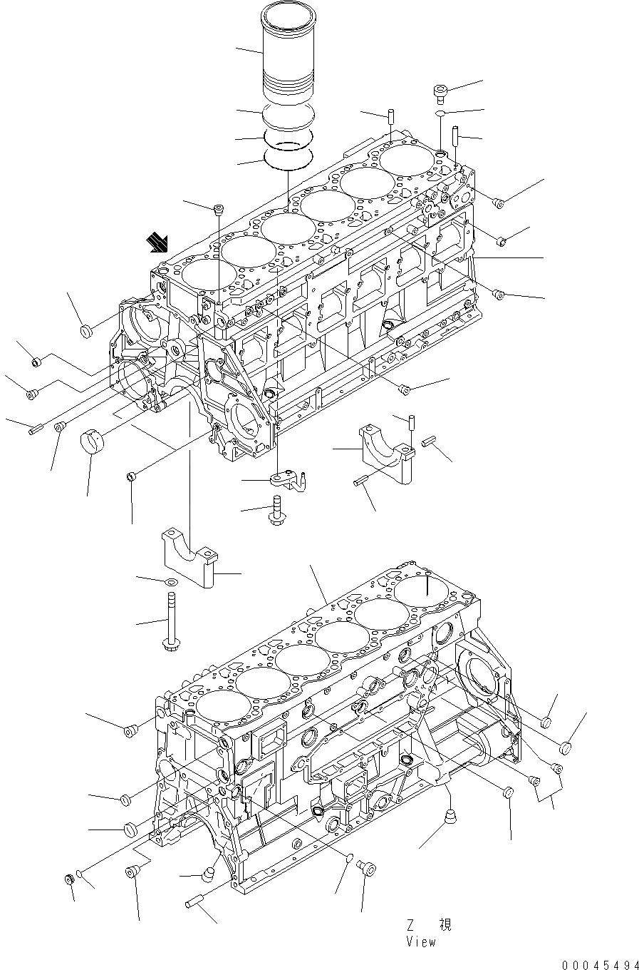 Схема запчастей Komatsu WA480-6 LC - БЛОК ЦИЛИНДРОВ AA ДВИГАТЕЛЬ