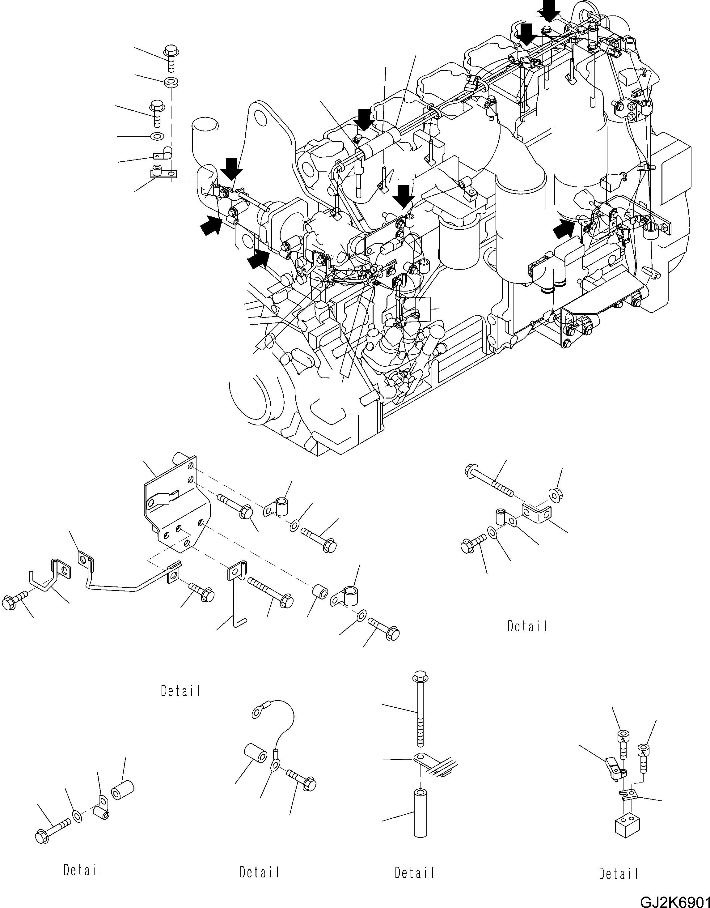 Схема запчастей Komatsu WA480-6 LC - ЭЛЕКТР. ЭЛЕКТРОПРОВОДКА (/) (Э/ПРОВОДКА СУППОРТ) AA ДВИГАТЕЛЬ
