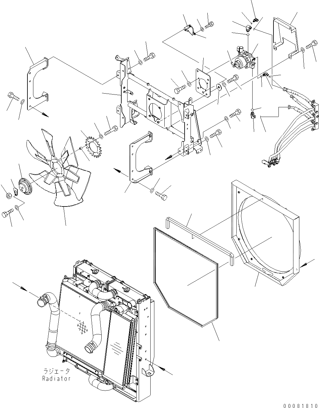 Схема запчастей Komatsu WA480-6 LC - РАДИАТОР (МОТОР ВЕНТИЛЯТОРА И ЭЛЕМЕНТЫ КРЕПЛЕНИЯ) C СИСТЕМА ОХЛАЖДЕНИЯ