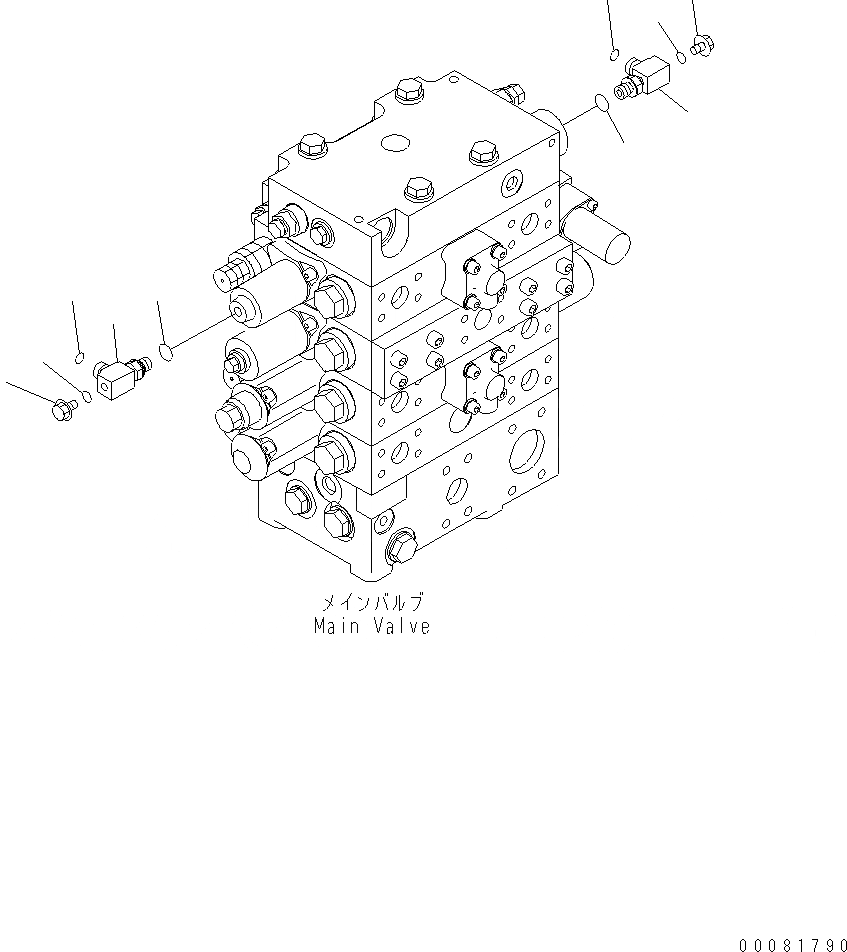 Схема запчастей Komatsu WA480-6 LC - ОСНОВН. КЛАПАН (ПАТРУБОК) (3-Х СЕКЦИОНН. КЛАПАН) (ДЛЯ PPC) H ГИДРАВЛИКА