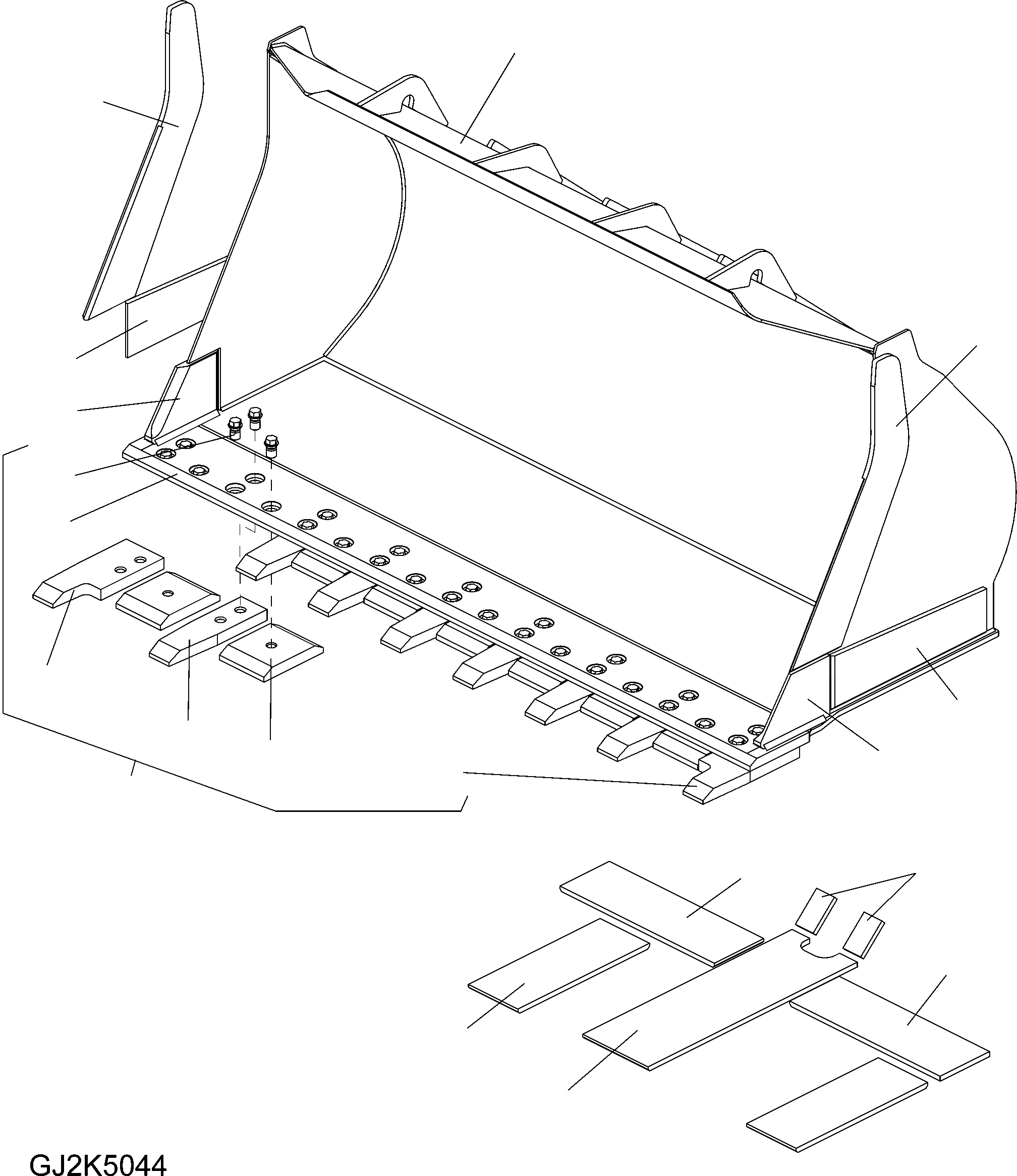 Схема запчастей Komatsu WA480-6 LC - КОВШ (ШИР. .M) (ТИП D) (KVX-СИСТЕМА) T РАБОЧЕЕ ОБОРУДОВАНИЕ