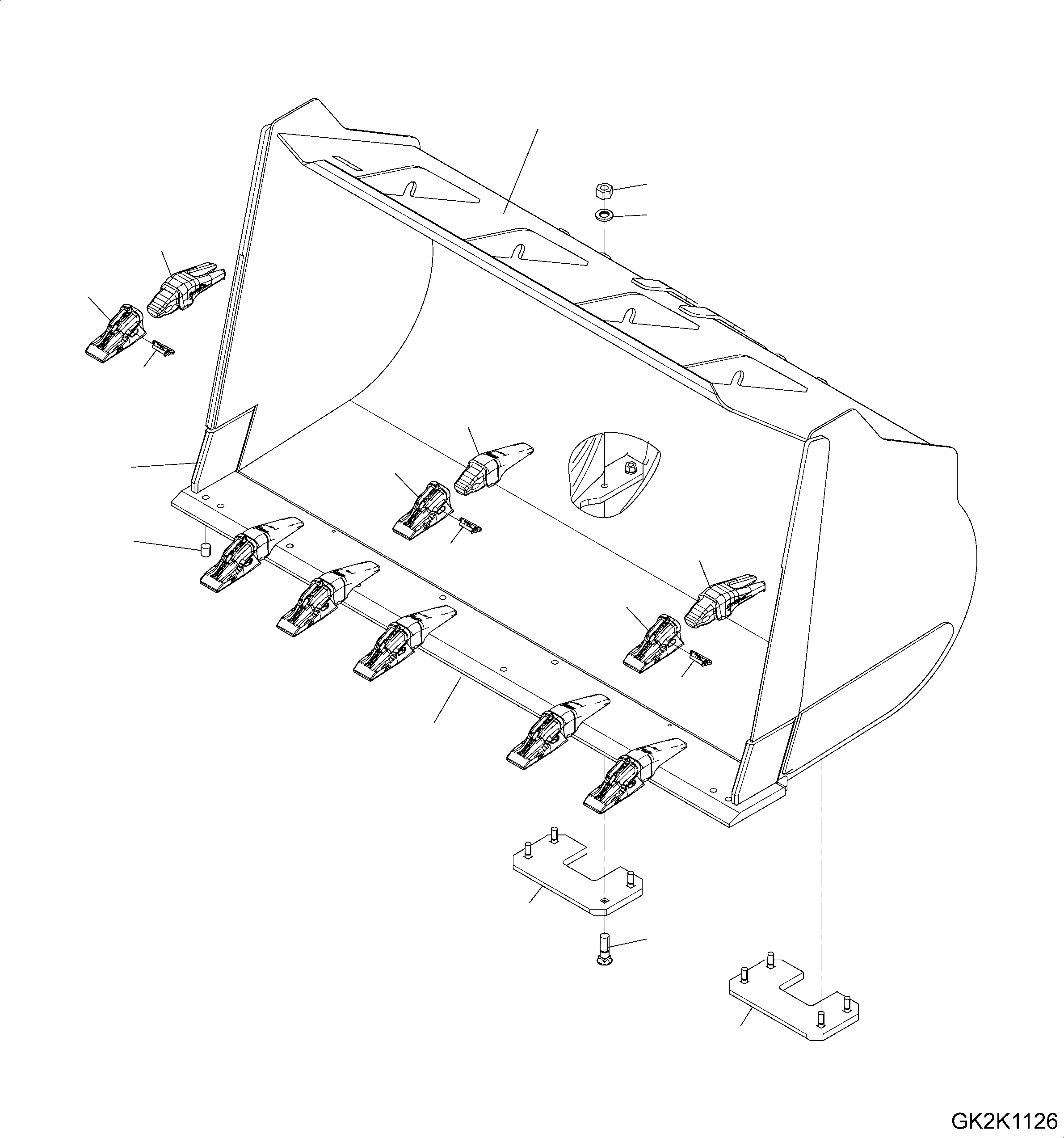 Схема запчастей Komatsu WA480-6 LC - КОВШ (ШИР. .M) (.8CBM) (ТИП CB) (С TEETH HENSLEY) T РАБОЧЕЕ ОБОРУДОВАНИЕ