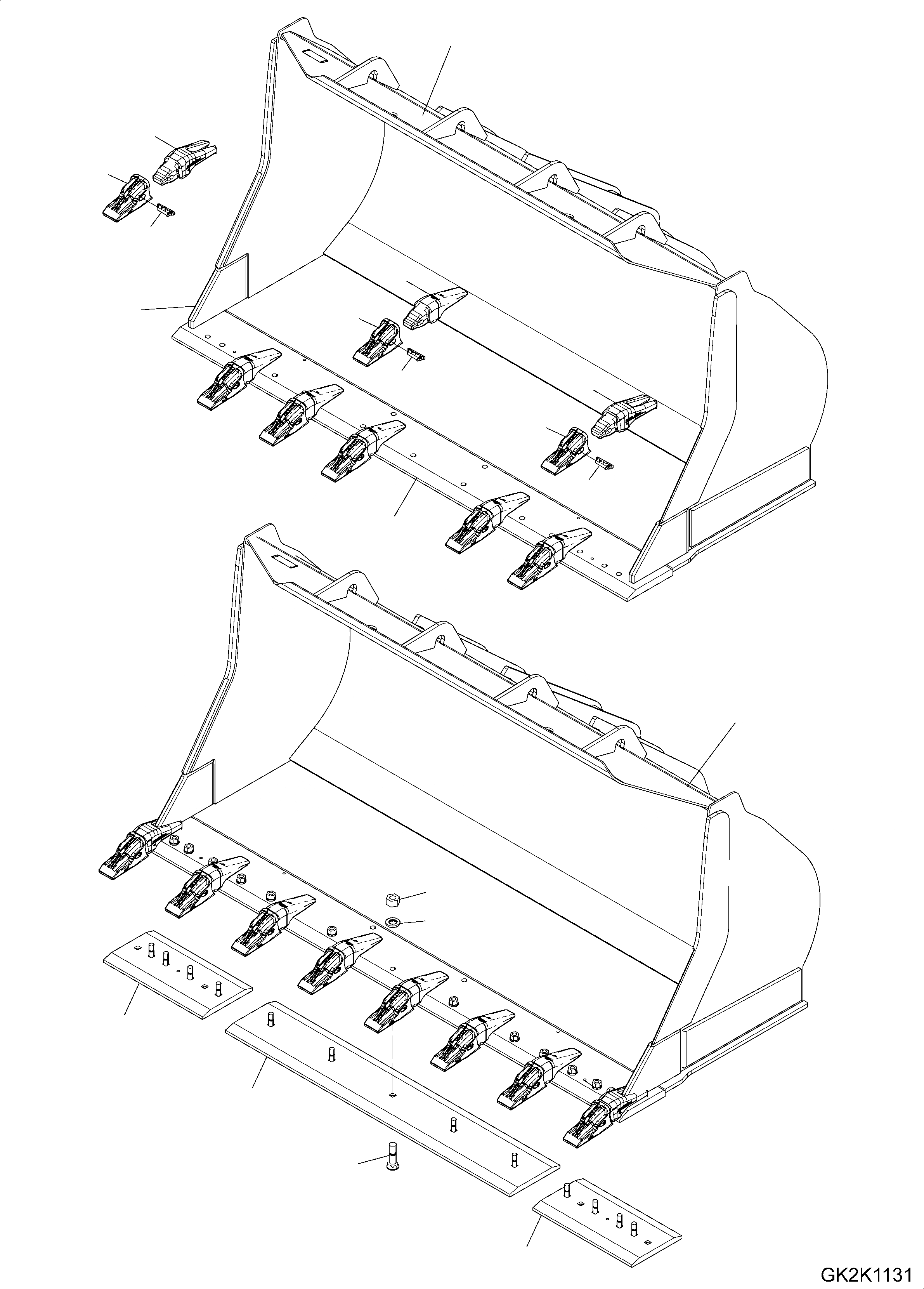 Схема запчастей Komatsu WA480-6 LC - КОВШ (ШИР. .M) (ТИП D) (С TEETH HENSLEY И BOC) T РАБОЧЕЕ ОБОРУДОВАНИЕ