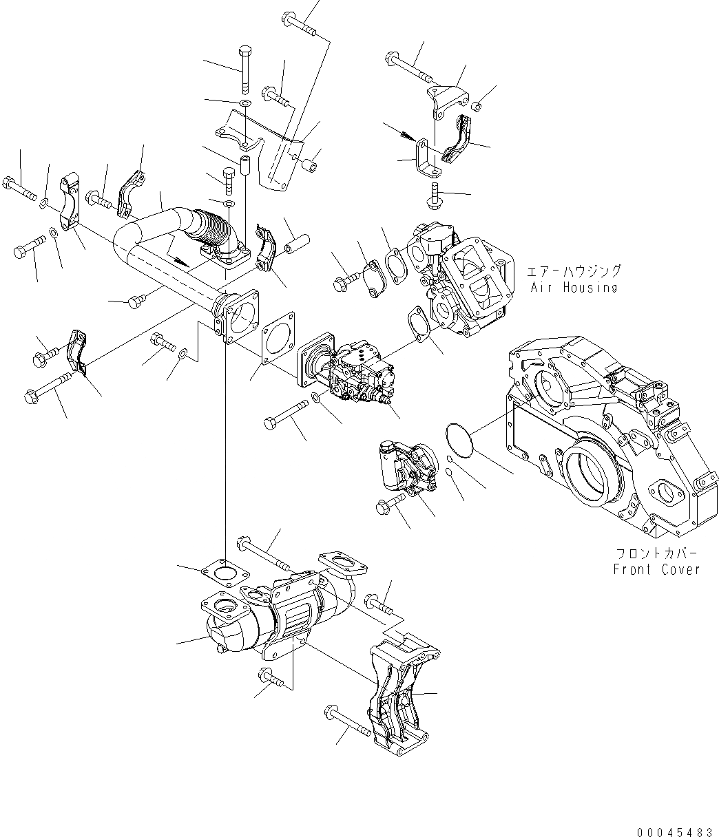 Схема запчастей Komatsu WA480-6 - ВЫПУСКН. GAS RECIRCULATION (/) (EGR КЛАПАН И ОХЛАДИТЕЛЬ КРЕПЛЕНИЕ) AA ДВИГАТЕЛЬ