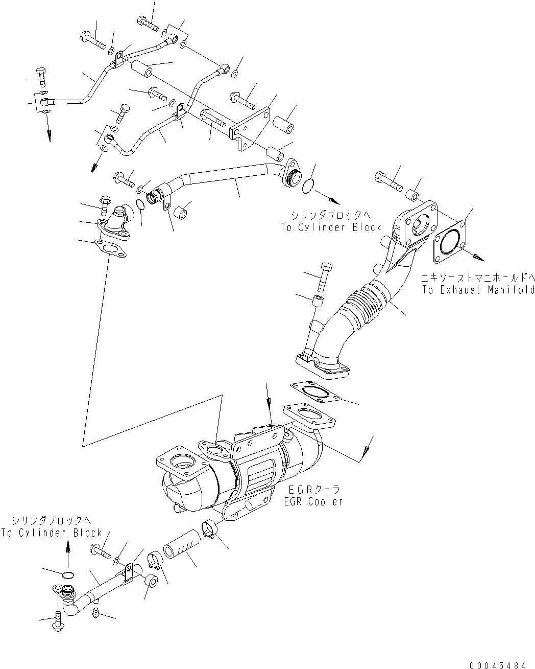 Схема запчастей Komatsu WA480-6 - ВЫПУСКН. GAS RECIRCULATION (/) (EGR ЛИНИЯ ОХЛАЖДЕНИЯ И ВОЗДУШН. ВЕНТИЛЯЦИЯ) AA ДВИГАТЕЛЬ