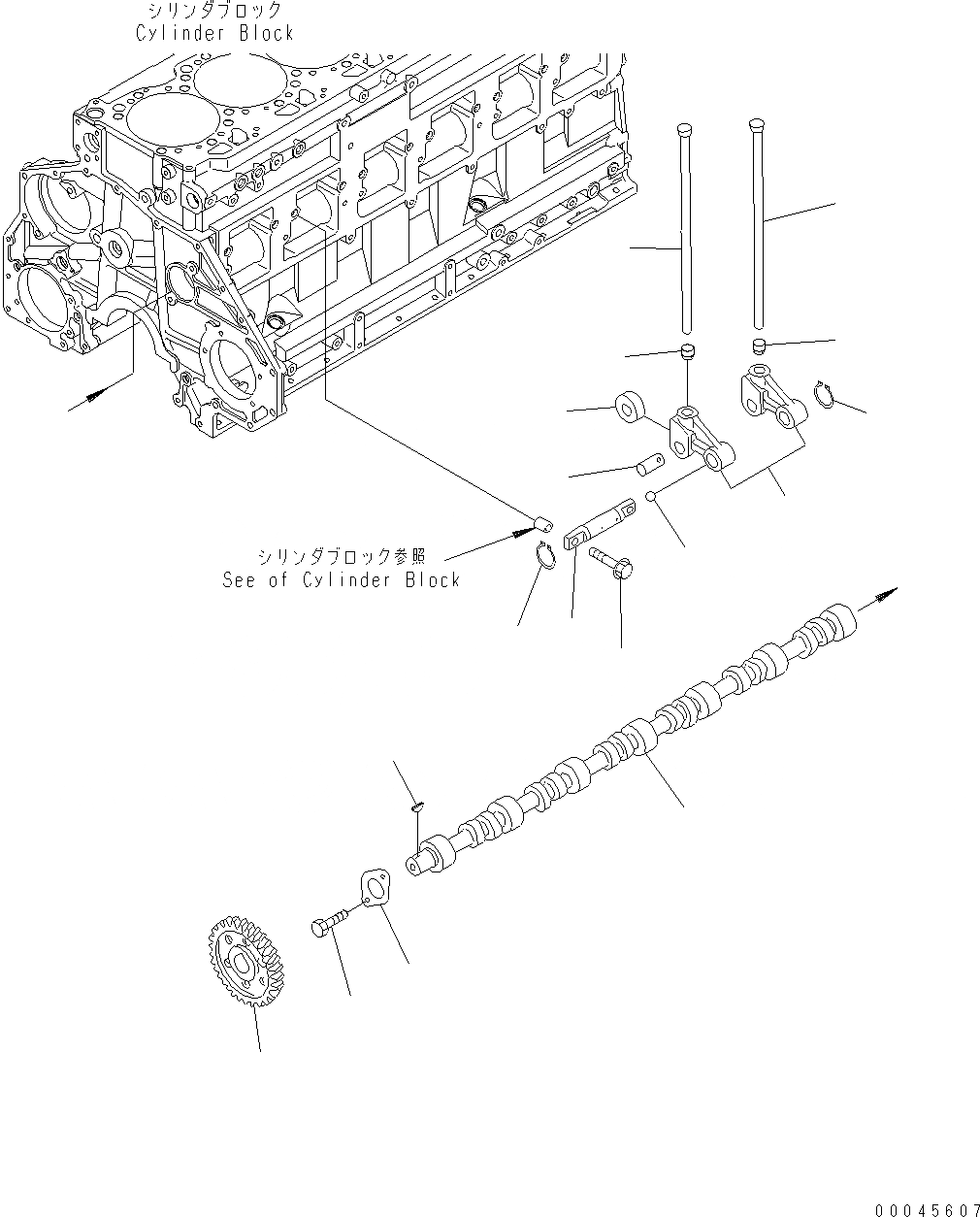 Схема запчастей Komatsu WA480-6 - РАСПРЕДВАЛ И ТОЛКАТЕЛЬ КЛАПАНА AA ДВИГАТЕЛЬ