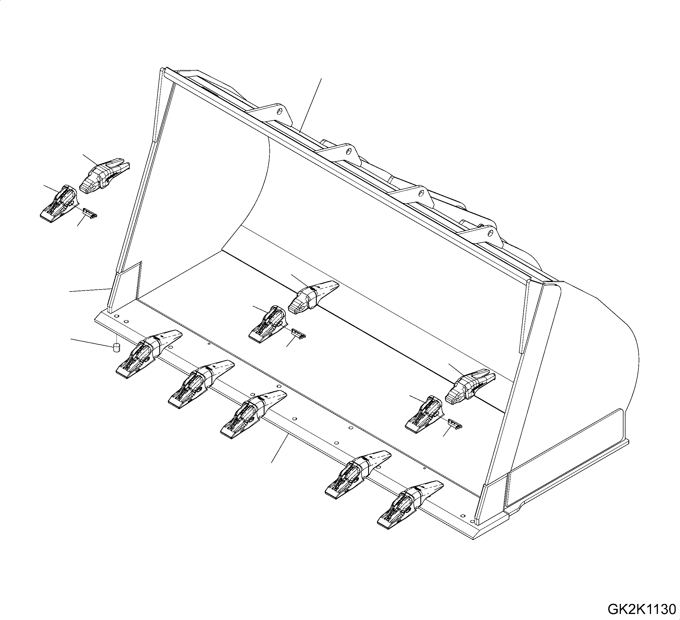 Схема запчастей Komatsu WA480-6 - КОВШ (ШИР. .M) (.7CBM) (ТИП FB) (С TEETH HENSLEY) T РАБОЧЕЕ ОБОРУДОВАНИЕ