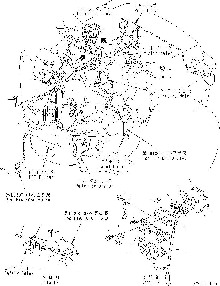 Схема запчастей Komatsu WA50-3 - ЭЛЕКТРИКА (ОСНОВН. ЛИНИЯ)(№-999) ЭЛЕКТРИКА