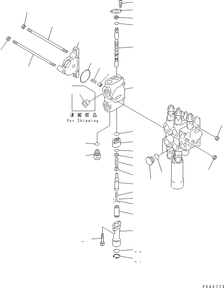 Схема запчастей Komatsu WA50-3-CN - 3-Х СЕКЦИОНН. CNTROL КЛАПАН (/) (С PRESSURE PICK-UP ЛИНИЯ) ОСНОВН. КОМПОНЕНТЫ И РЕМКОМПЛЕКТЫ