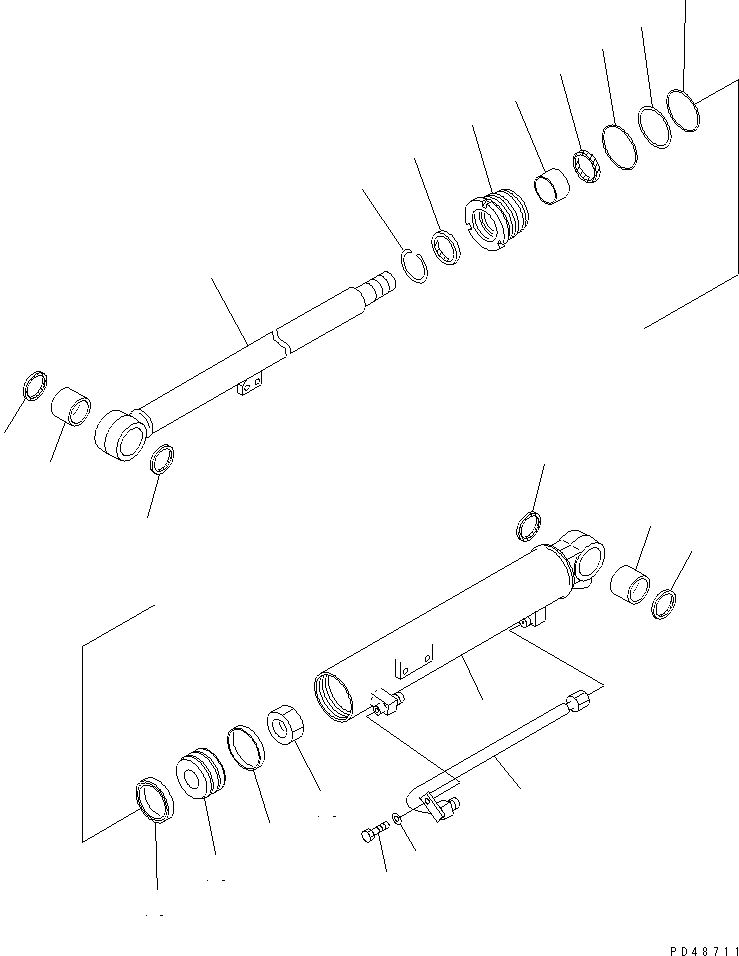 Схема запчастей Komatsu WA50-3-X - ГИДРОЦИЛИНДР КОВША (ВНУТР. ЧАСТИ) ОСНОВН. КОМПОНЕНТЫ И РЕМКОМПЛЕКТЫ