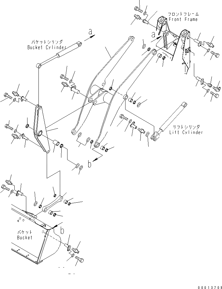 Схема запчастей Komatsu WA50-3 - РУКОЯТЬ И КОЛЕНЧАТЫЙ РЫЧАГ РАБОЧЕЕ ОБОРУДОВАНИЕ
