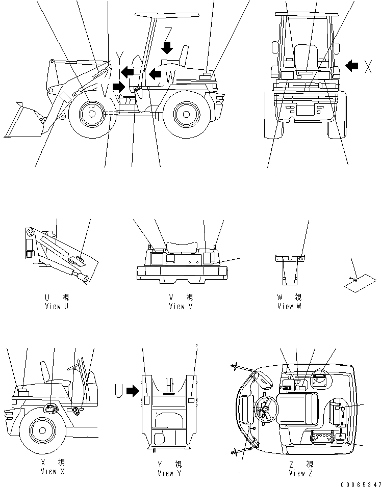 Схема запчастей Komatsu WA50-3 - МАРКИРОВКА (EXCEPT США) МАРКИРОВКА