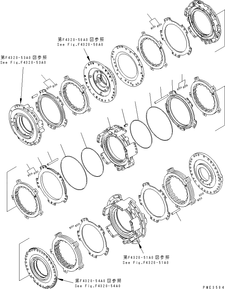 Схема запчастей Komatsu WA500-3 - ТРАНСМИССИЯ (4 И 3 КОЖУХ)(№-7) ГИДРОТРАНСФОРМАТОР И ТРАНСМИССИЯ