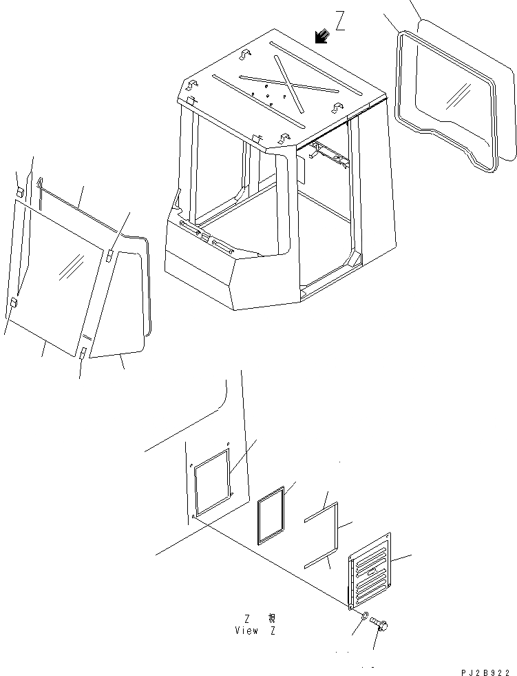 Схема запчастей Komatsu WA500-3 - КАБИНА (ОКНА) (КРОМЕ ЯПОН.)(№-) КАБИНА ОПЕРАТОРА И СИСТЕМА УПРАВЛЕНИЯ
