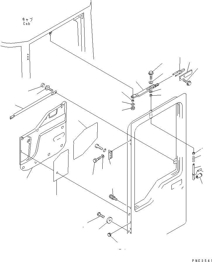 Схема запчастей Komatsu WA500-3 - КАБИНА (ЧАСТИ ДВЕРИ¤ ЛЕВ.) (ДЛЯ EC) КАБИНА ОПЕРАТОРА И СИСТЕМА УПРАВЛЕНИЯ