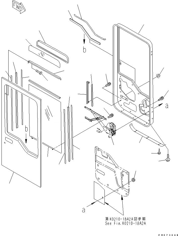 Схема запчастей Komatsu WA500-3 - КАБИНА (ДВЕРЬ ПРАВ.) (КРОМЕ ЯПОН.)(№-) КАБИНА ОПЕРАТОРА И СИСТЕМА УПРАВЛЕНИЯ