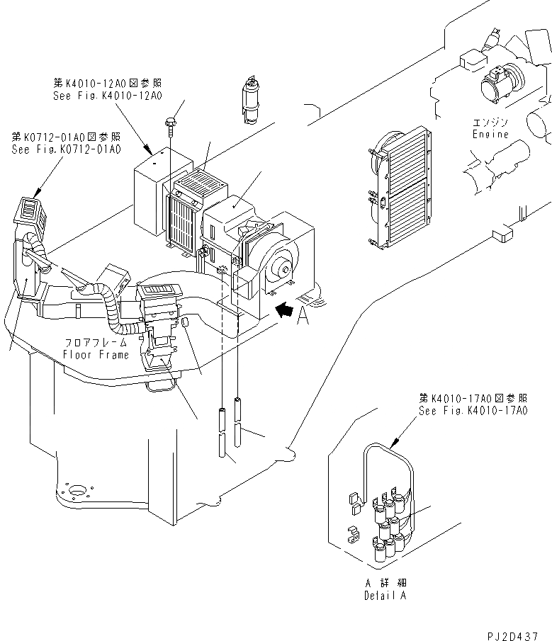 Схема запчастей Komatsu WA500-3 - ПОЛ SUB (БЛОК КОНДИЦ. ВОЗДУХА)(№9-) КАБИНА ОПЕРАТОРА И СИСТЕМА УПРАВЛЕНИЯ