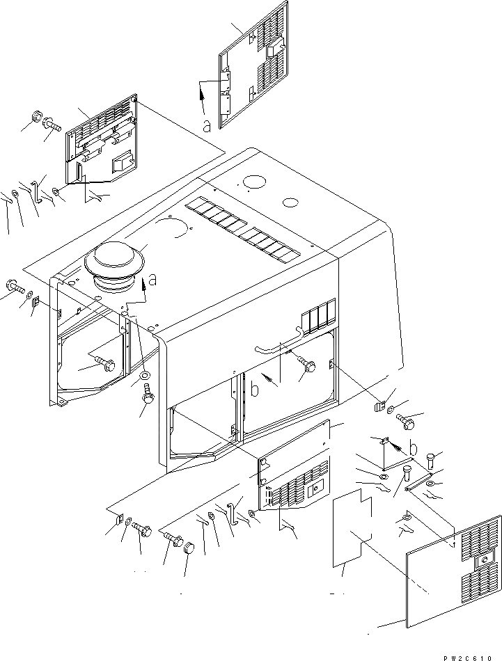 Схема запчастей Komatsu WA500-3 - ЗАЩИТА РАДИАТОРА AND КАПОТ (БОКОВ. КРЫШКА ДВИГ. И КАПОТ) (С УДЛИНН. ВПУСК ВОЗДУХА) ЧАСТИ КОРПУСА