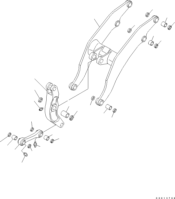 Схема запчастей Komatsu WA500-3 - РУКОЯТЬ И BELL CRANK (ВЫСОК. ПОДЪЕМ)(№-) РАБОЧЕЕ ОБОРУДОВАНИЕ